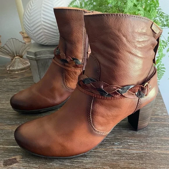 PIKOLINOS Verona Leather Zip Block Heel Boots W5C-8576 Women 41 US 10.5-11 Brown - Picture 5 of 15